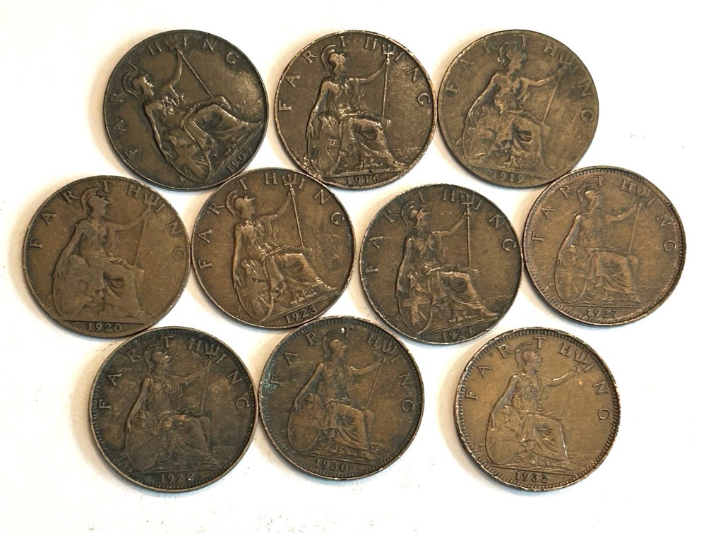 10 Different Early Great Britain  Farthings.