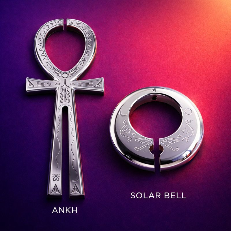Ankh Tuning Fork & Solar Bell Set  Sacred Sound Healing Tools