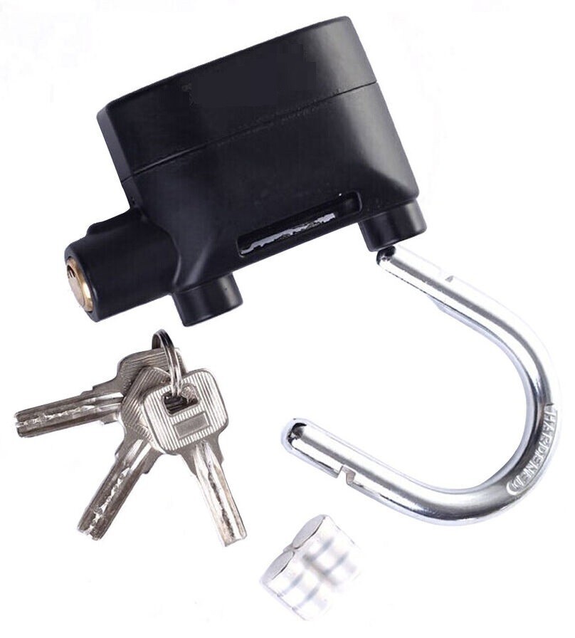 Motion Sensor Activated Siren Alarm Motorcycle Disc Lock Padlock Weatherproof