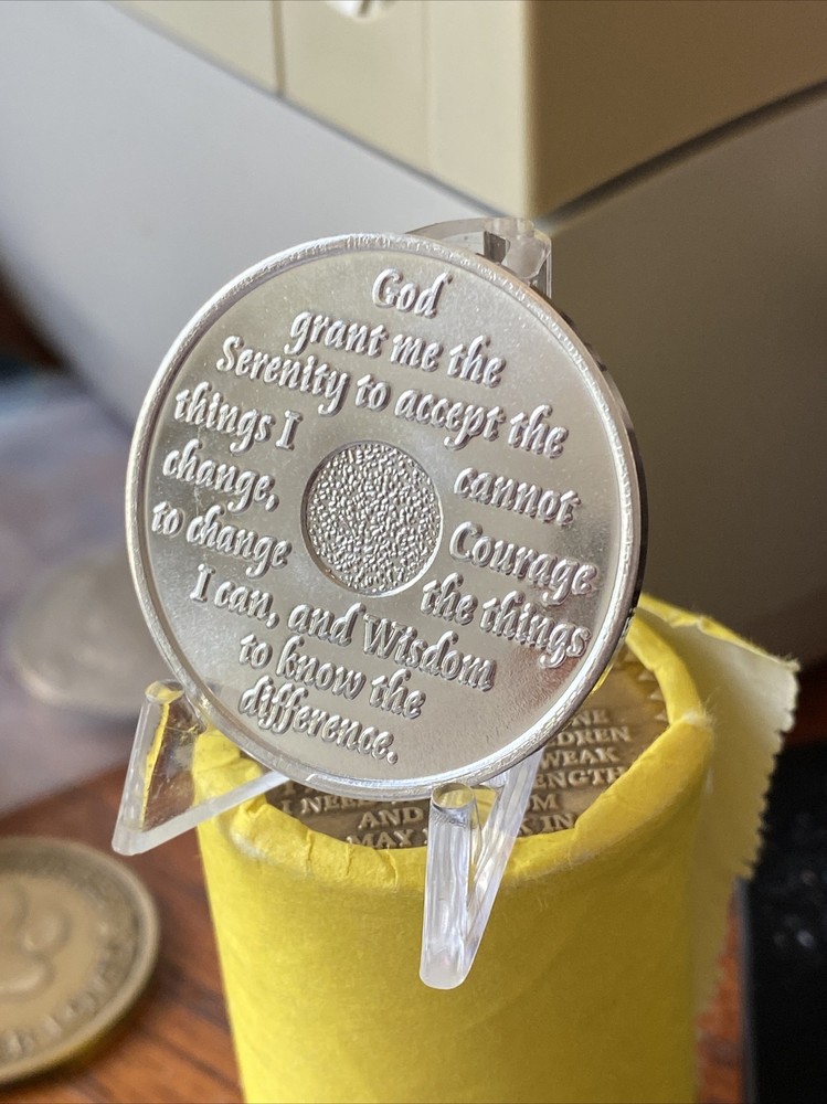10 Year AA Medallion Silver Plated Sobriety Chip