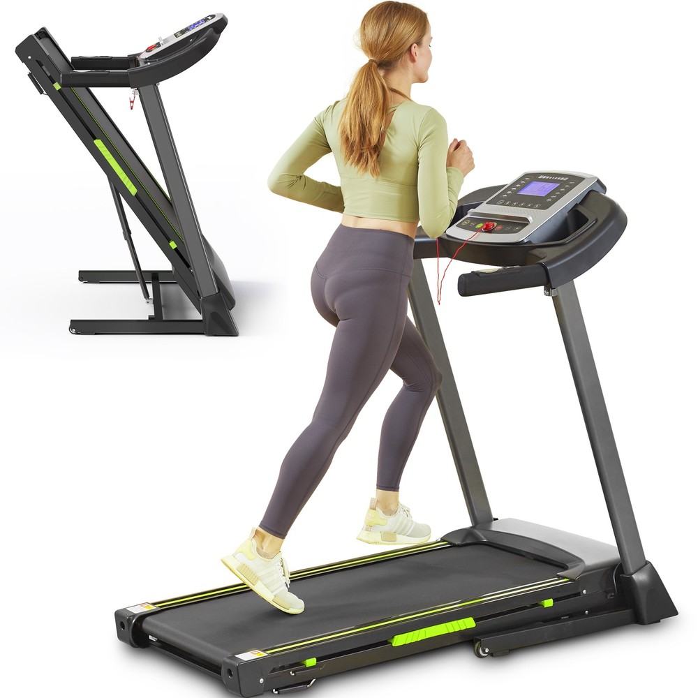 Foldable Treadmill with Cup Holders & LED Display, 330LBS Load-bearing Capacity