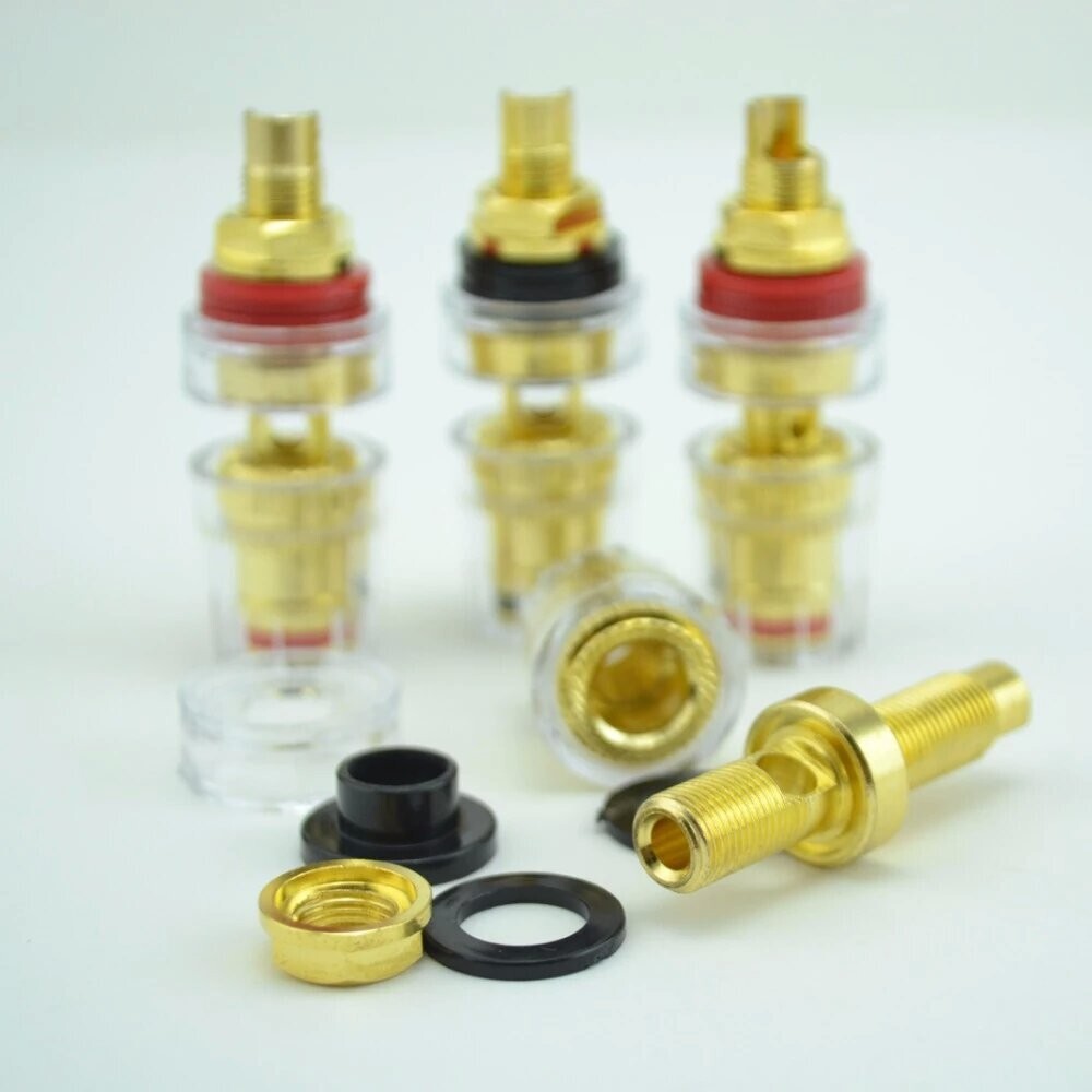 4pcs Gold Plated Short Thread Terminal Speaker Jack HIFI Speaker Binding Post