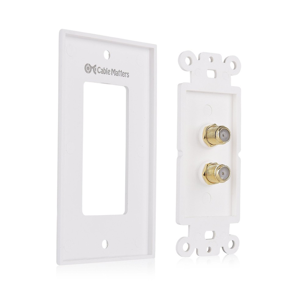 Cable Matters 2-Pack 2-Port TV Wall Plate (Coax Plate) in White