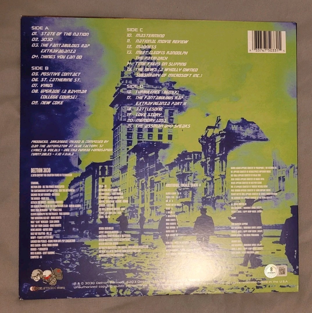 Deltron signed autographed x3 Deltron 3030 vinyl LP record Beckett BAS COA LOA