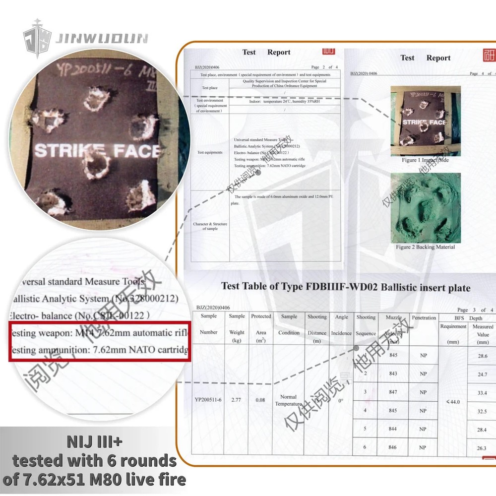 Multi-Curve Bulletproof Plate Level 3+, Ceramic Composite, Polyurea Coating