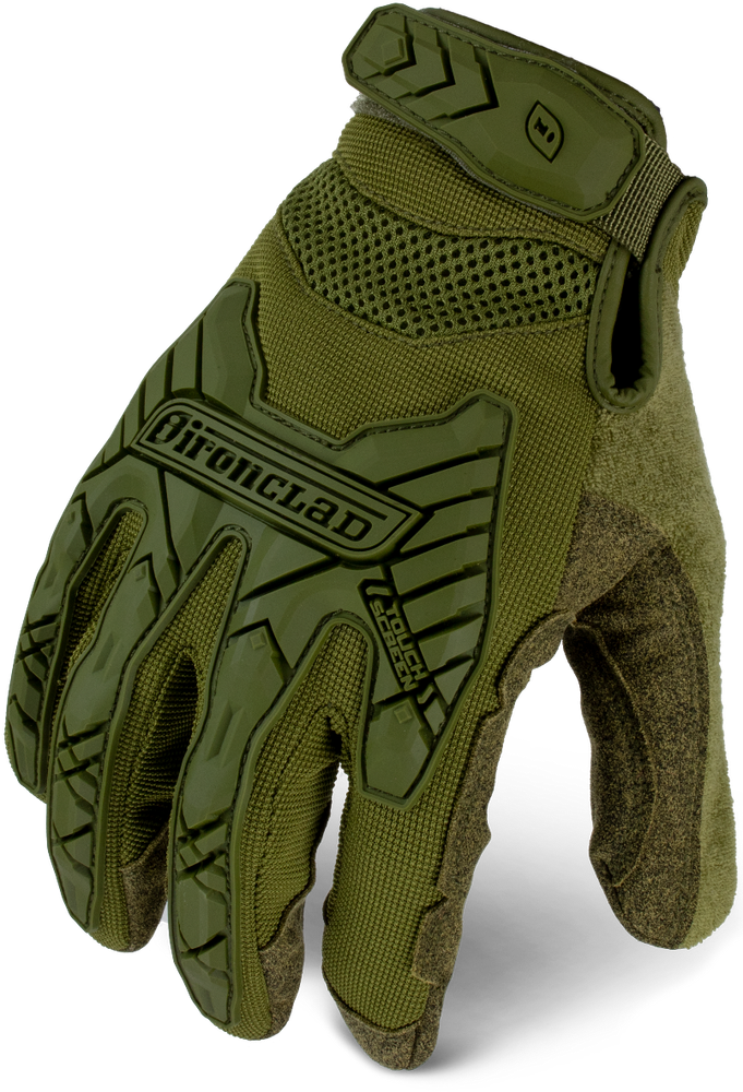 IronClad IEXT-IODG Command Tactical Impact Green Touchscreen Gloves-Select Size