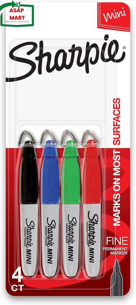 Sharpie Mini Permanent Markers, Fine Point, Assorted Colors, 4 Count