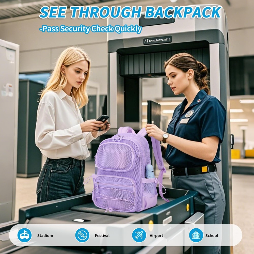 Mesh Backpack, Heavy Duty See Through Backpack Ultra-Lightweight Net Bookbag ...