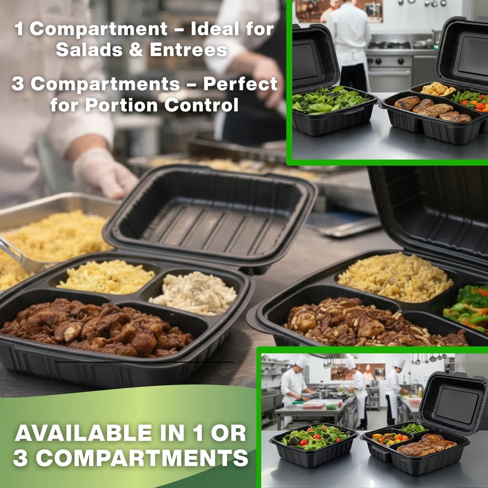 Hinged Container, Black, 6" x 6", 250pc (250/1)