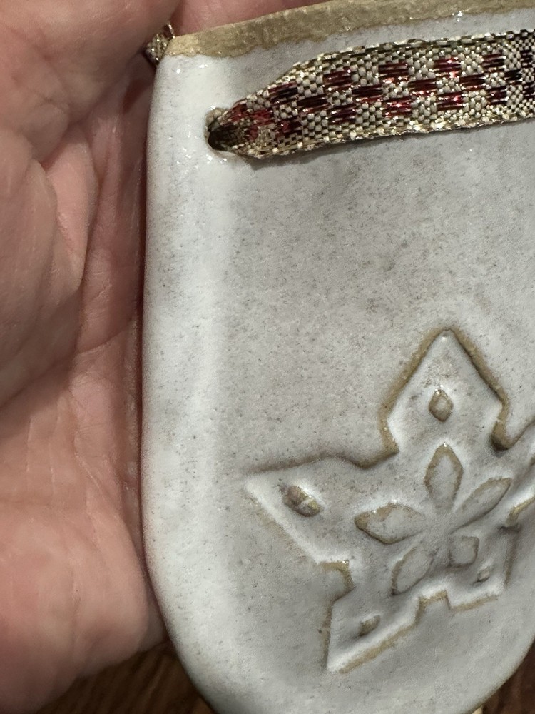 Ceramic Mitten Wall Pocket Hanging Christmas Decor Singed PC