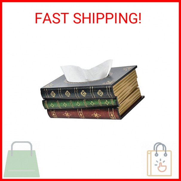 Crafted Classical Retro Wooden Antique Book Tissue Box Cover Rectangular Tissue