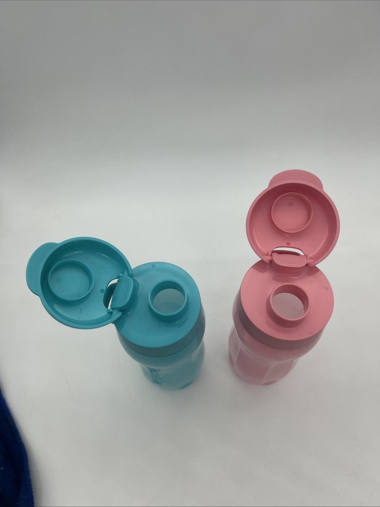 Tupperware 500ml Bottle Pair Eco Top Pink Blue Small