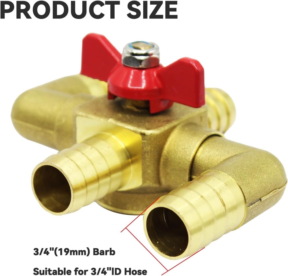 Solid Brass 3/4 Inch Heater Control Valve, 4-way Automobile Heating Water valve