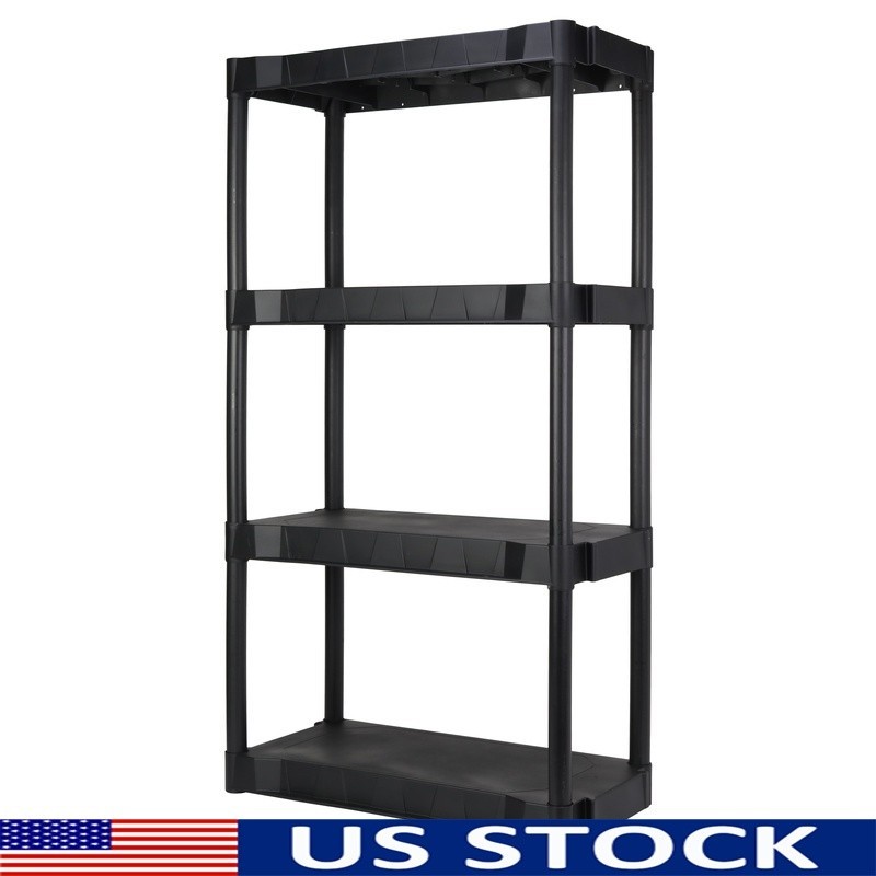 4-Tier Shelving Unit Plastic Storage Easy Assembly Utility Rack 280 lbs Capacity