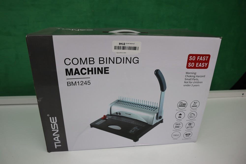 TIANSE BM- 1255 Binding Machines, 21-Holes, 450 Sheets, Comb Binding Machine