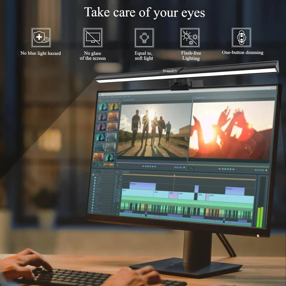 Computer Monitor Light Bar, LED Screen Standard Light, Black