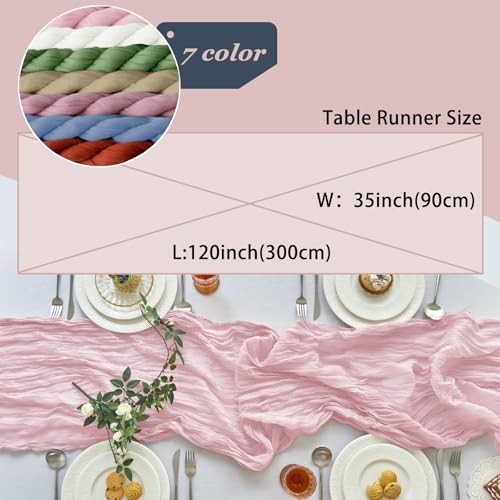 2 Pcs Cheesecloth Table Runner - 10ft Boho Gauze Cheese Cloth 10FT*2PC Pink