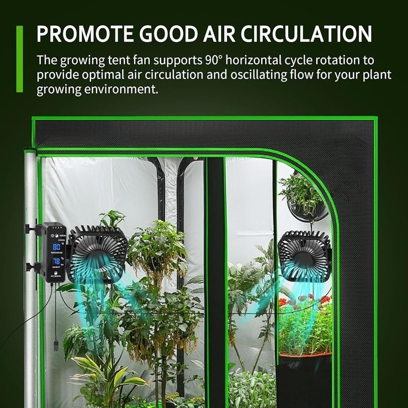 Dual Fan Plant Growth System Real Time Humidity Control Adjustable Airflow 2Pack
