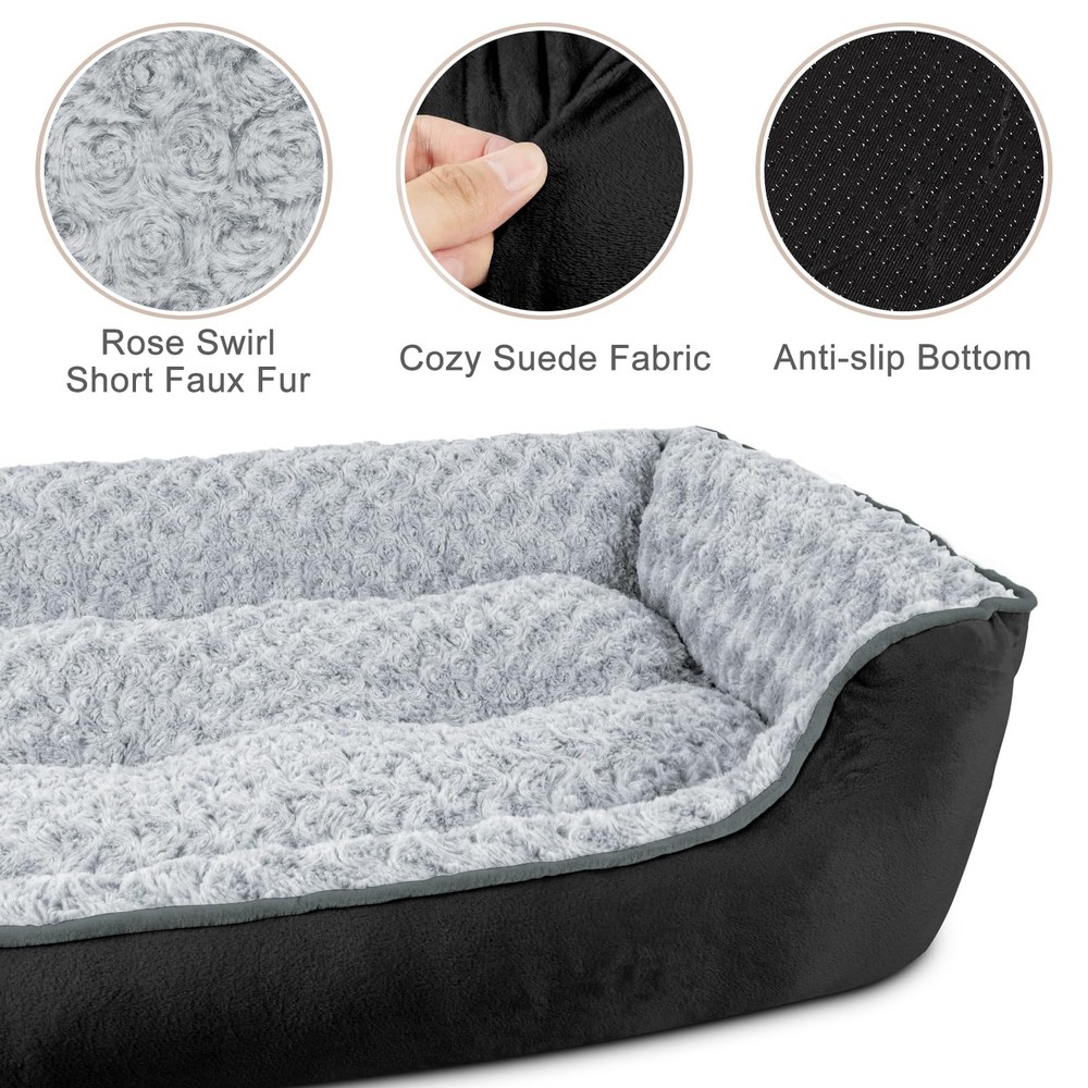 JOEJOY Orthopedic Washable Rectangle Dog Bed AntiSlip Calming MultiSize