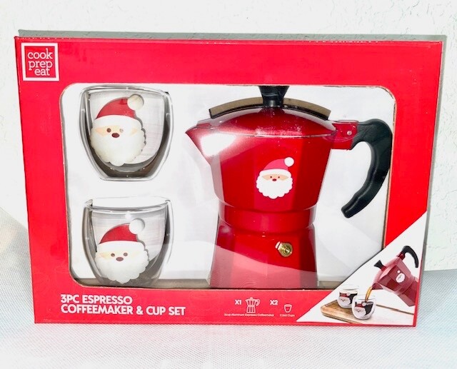 Espresso Coffeemarker & Cup Set 3 Pcs
