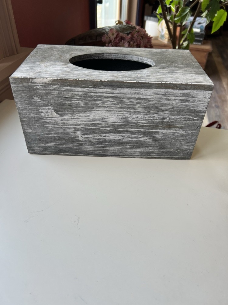 Rustic Textured Wooden Rectangular Tissue Box Holder