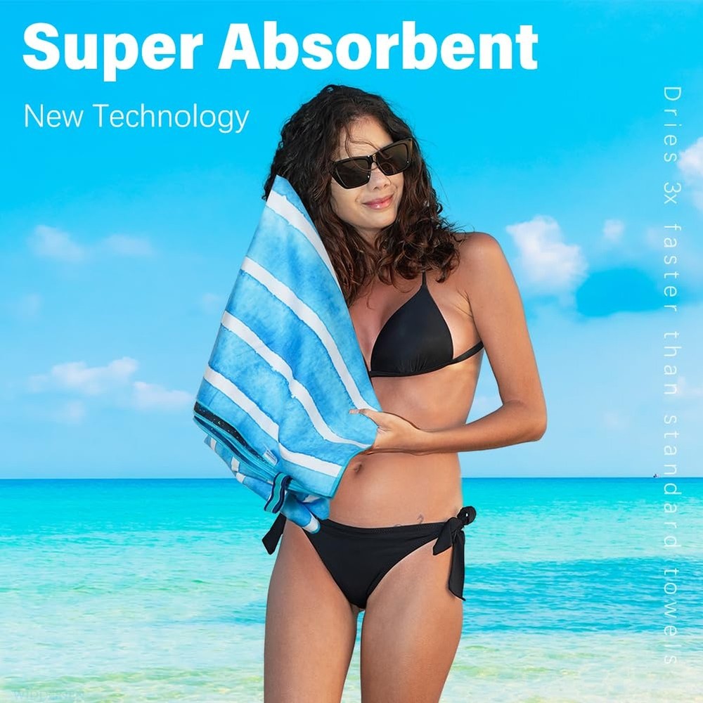 4 Pack Microfiber Lightweight Beach Towel Sand Free Quick Dry Absorbent Thin ...