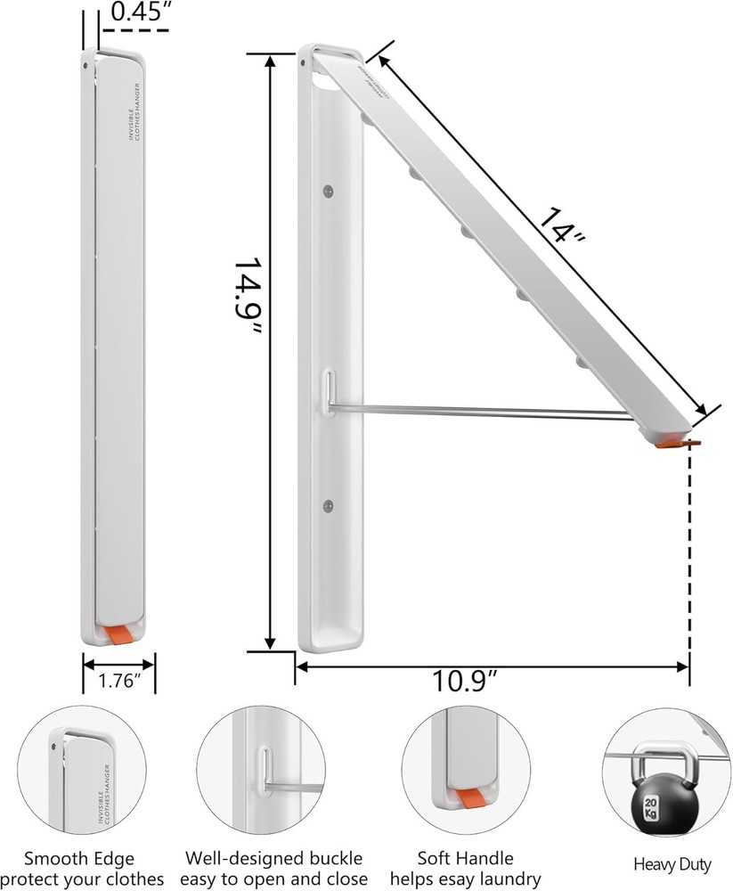 Dr.DJ Clothes Drying Rack Wall Mounted, Retractable & Foldable Clothes Hanger fo