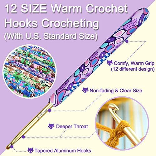 Warm Crochet Hooks Crocheting, Extra Long Crochet Hook Set for Arthritic
