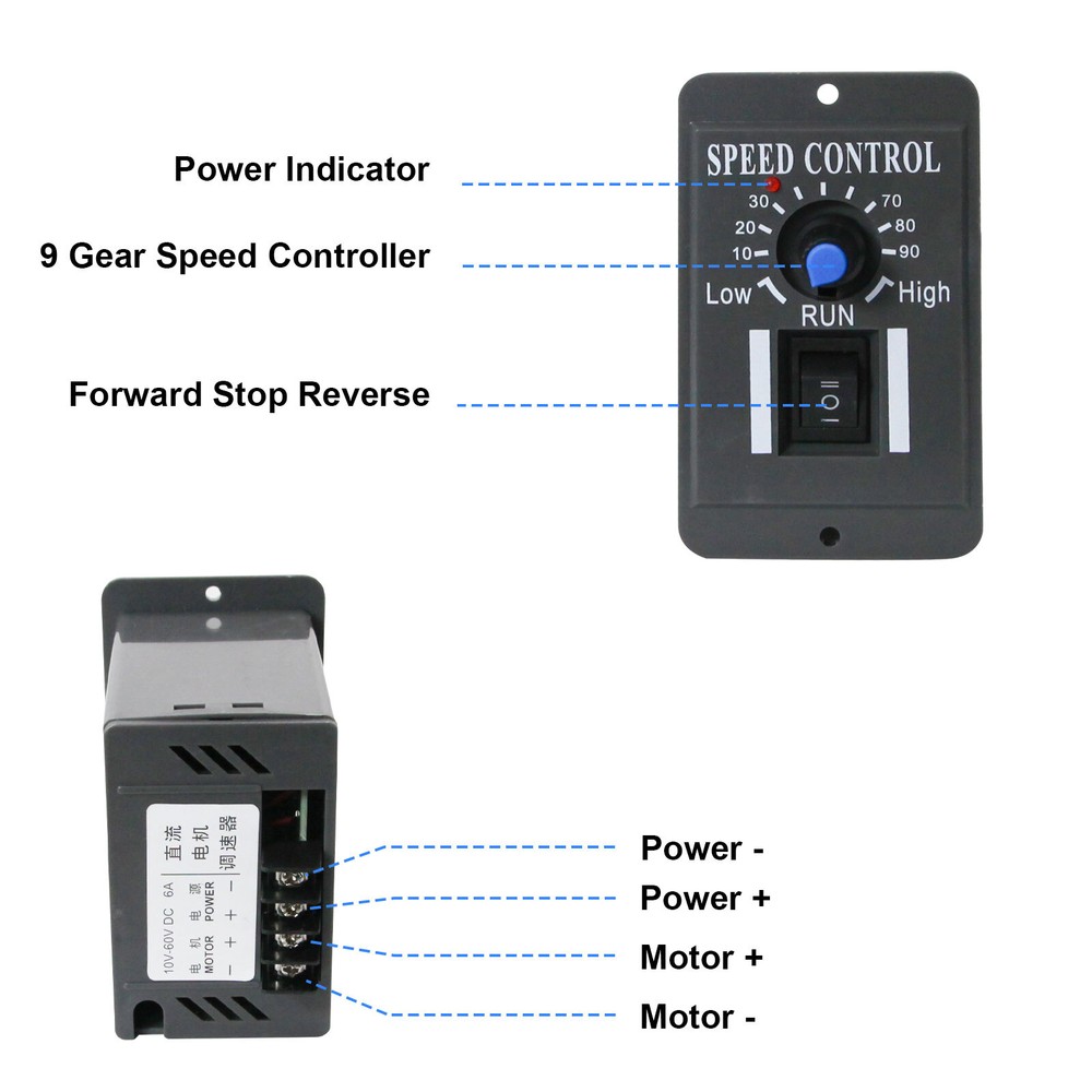DC 10-60V 6A PWM DC Motor Speed Controller Reversible Switch Regulator Switch