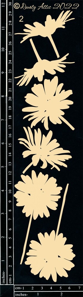 Dusty Attic Chipboard 3x12 - Daisies #2, DA3306