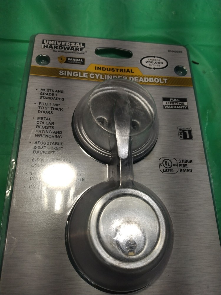 Universal Hardware Commercial Single Cylinder Satin Chrome Deadbolt