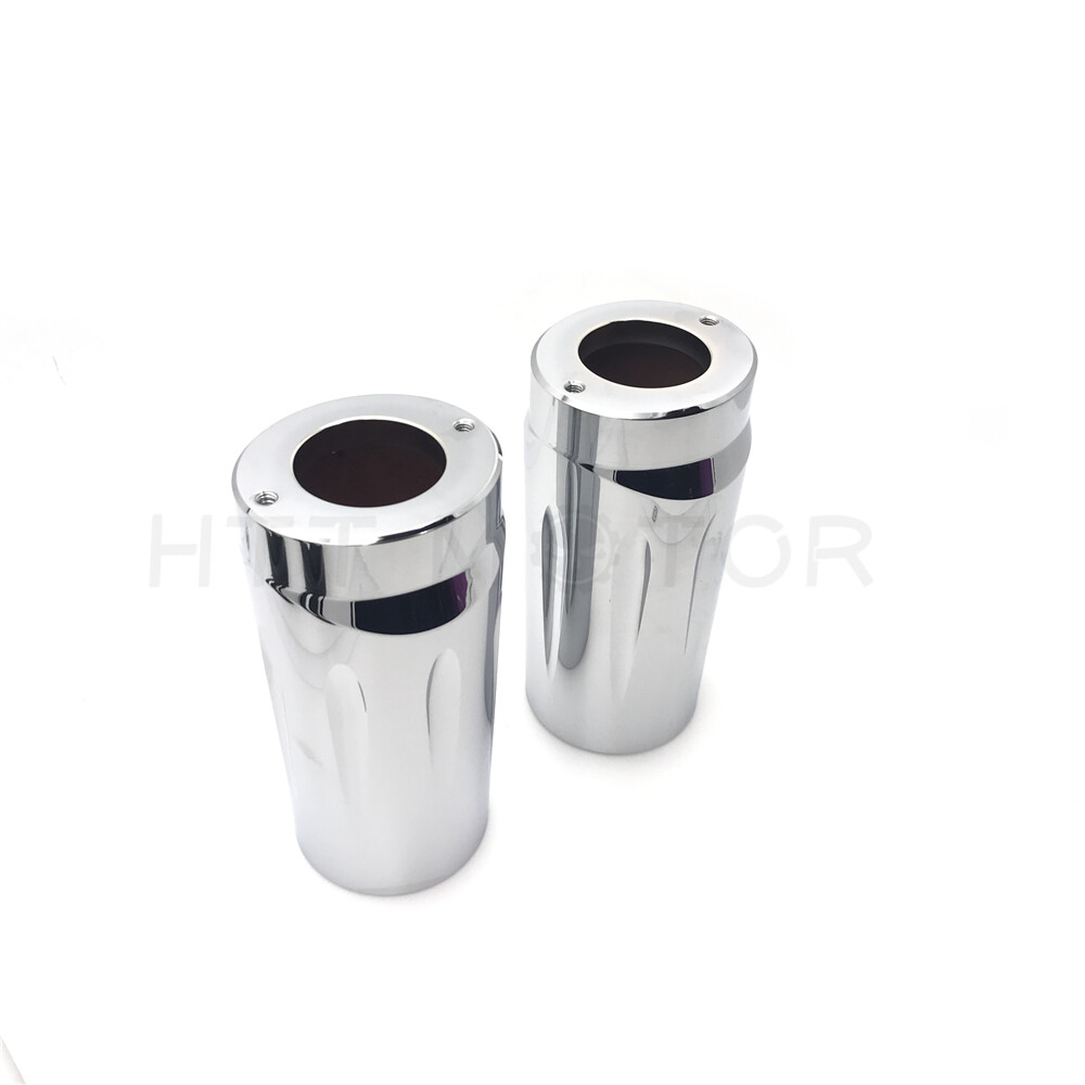 Chrome CNC Cut Upper Fork Boot Slider Covers for Harley 86-13 FLH/FLHR