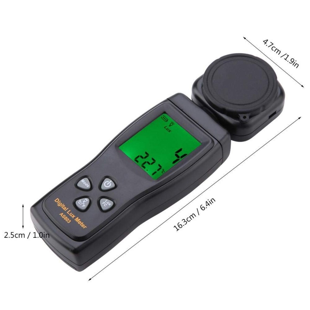 Portable 200K Lux Range Illuminance Meter W/ 180° Adjustable Sensor&Backlight