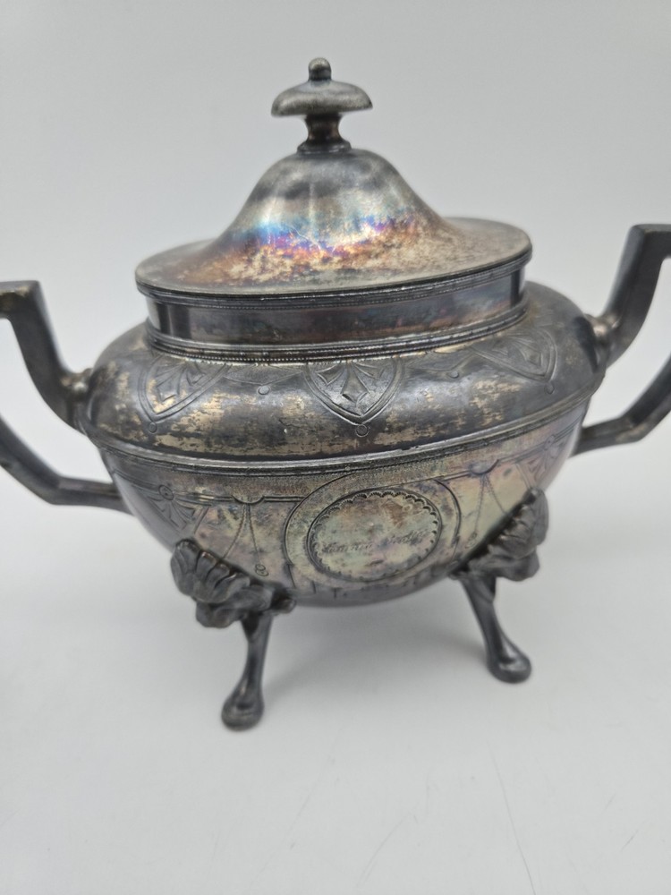 Antique Figural & Footed Silver Plated Teapot Set