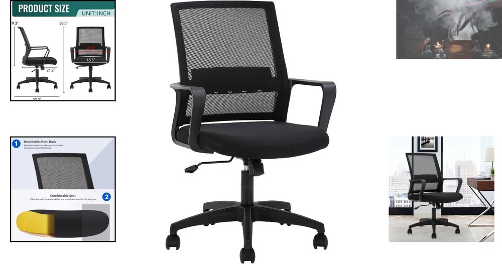 Breathable Mesh Computer Chair with Adjustable Heights & Durable Lumbar Support