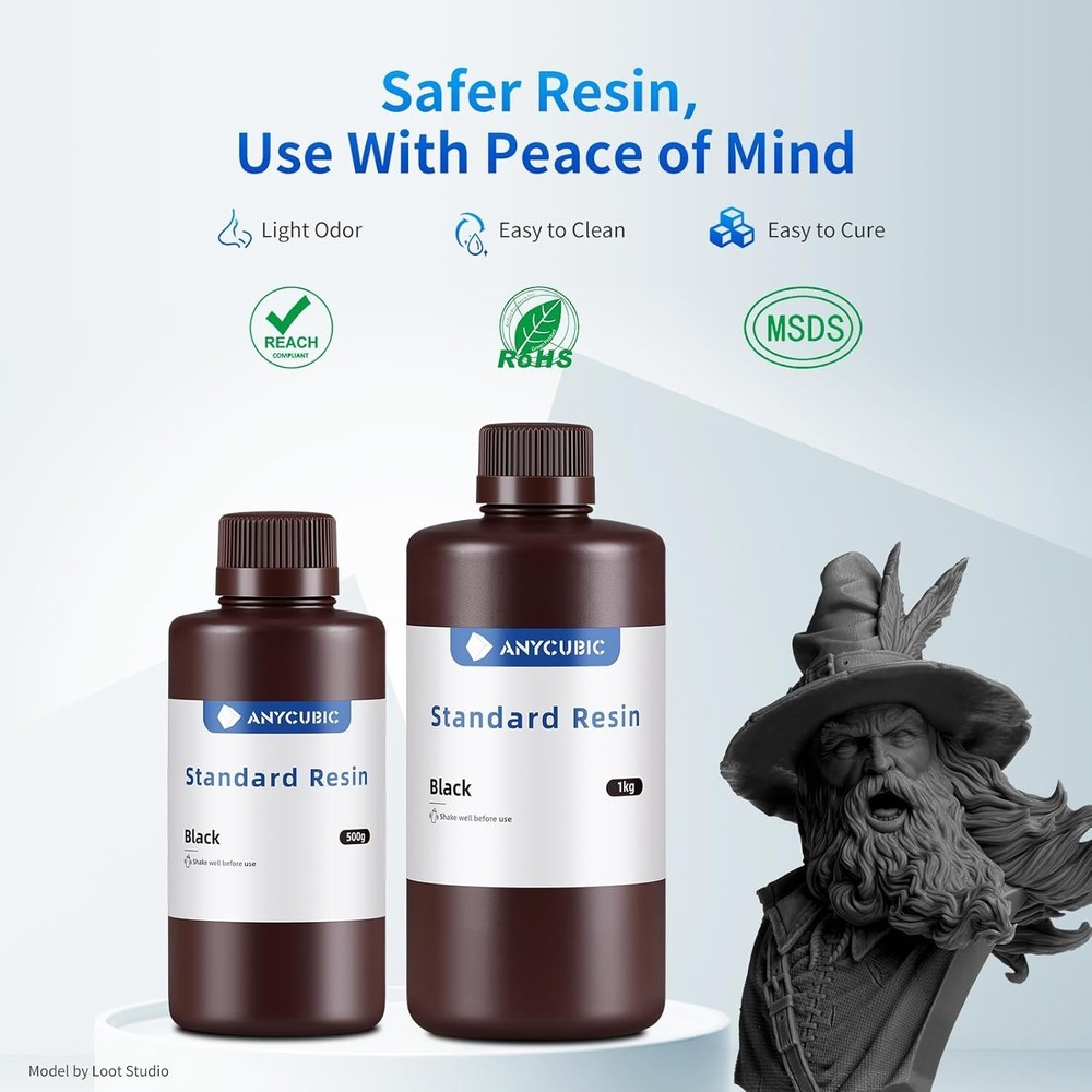 1kg Black UV-Curing Resin with Quick Curing & Excellent Fluidity for 3D Models