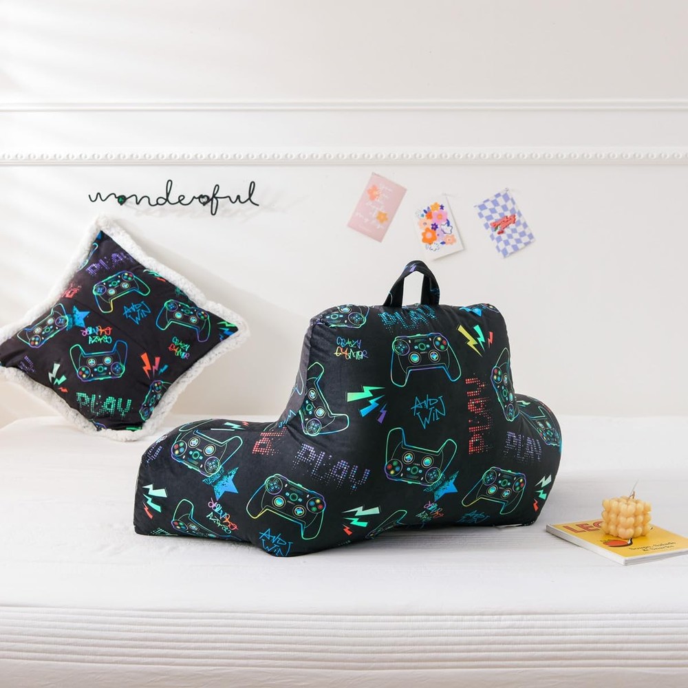 NTBED Video Game Controller Printed Reading Pillow Bed Wedge Backrest Black