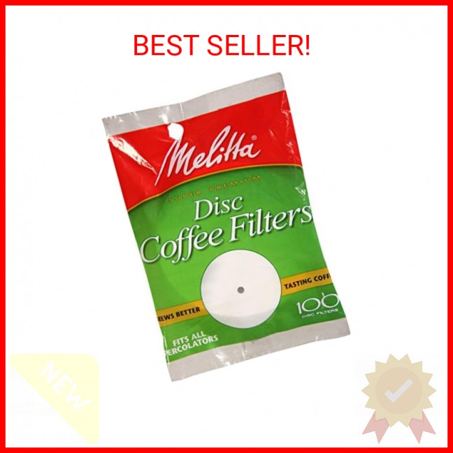 Melitta 3.5 Percolator Disc Coffee Filters, White, 100 Count