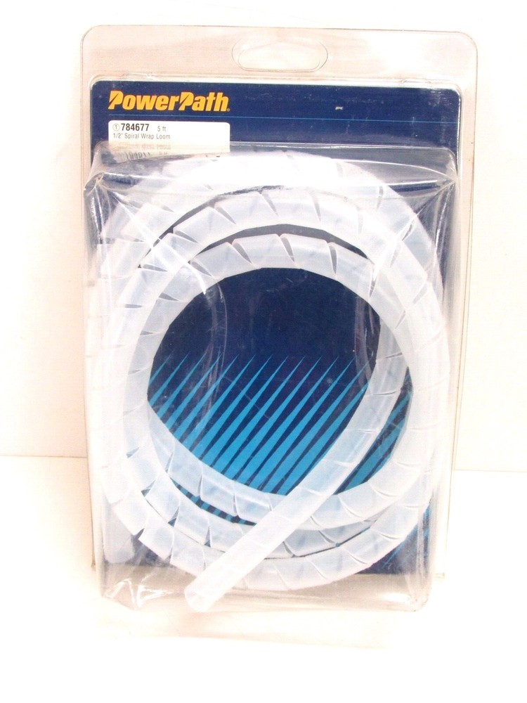 NEW! PowerPath CLEAR SPIRAL POLY WIRE LOOM, 1/2" x 5', #784677