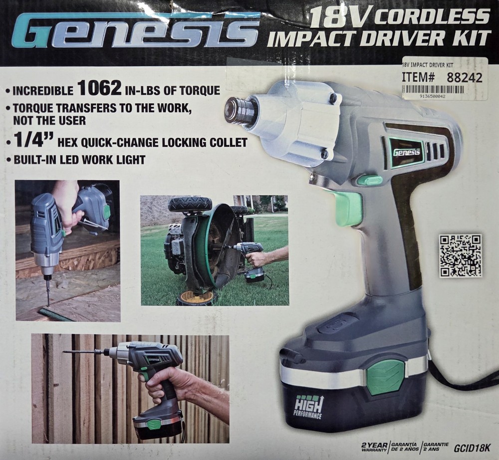 Cordless Impact Driver Kit 18v  Genesis