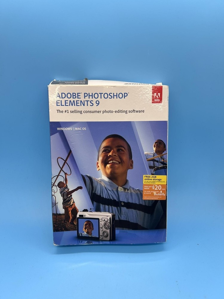 Adobe Photoshop Elements 9 Photo-Editing Software Windows Mac OS Disc Box Manual