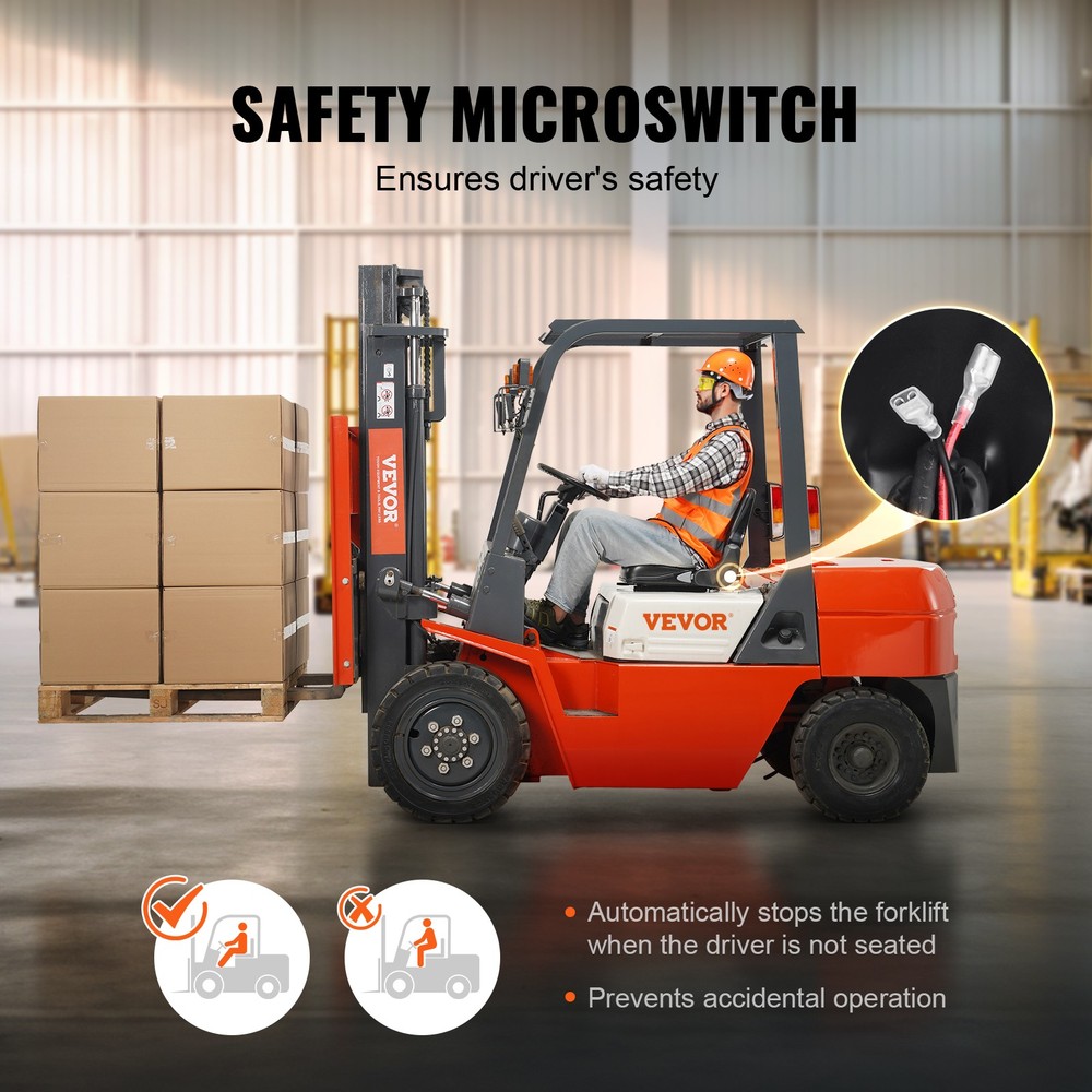 VEVOR Universal Forklift Seat Fold Down Forklift Seat with Adjustable Angle Back