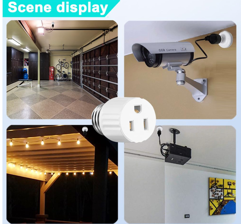 3 Pack E26/E27 Light Socket to Plug Adapter 2/3 Prong Light Bulb Outlet Adapter