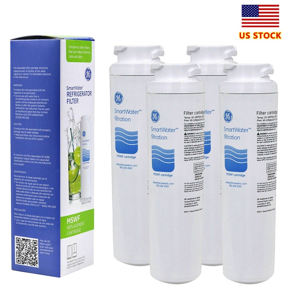 GE MSWF refrigerator water filter replacement SmartWater filter new - 4PACK