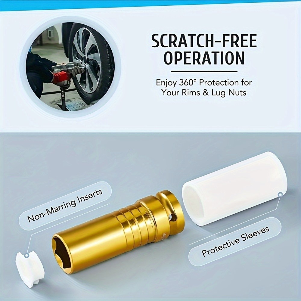 Tire Lug Nut Socket Set - Scratch-Free, Multi-Size for Car Wheel Repair