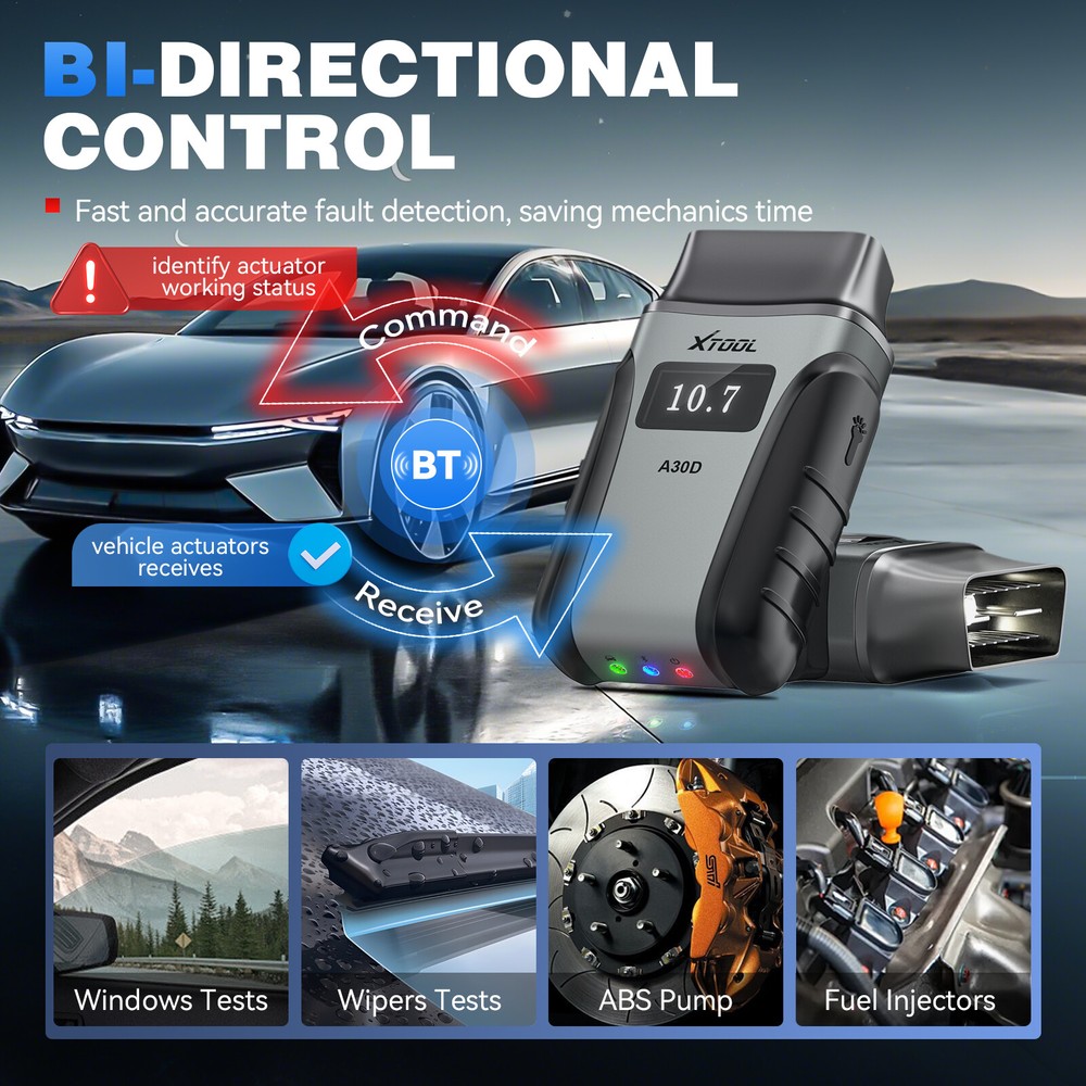 XTOOL A30D V2.0 Wireless OBD2 Scanner Bidirectional Full System Diagnostic Tool