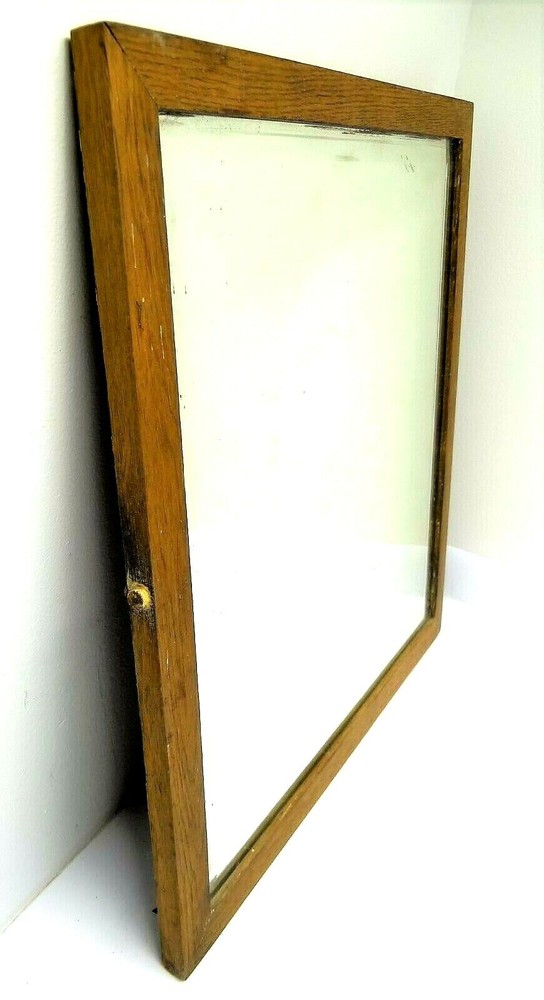Beveled Glass Wood Frame Vanity Wall Hanging Rectangular Mirror