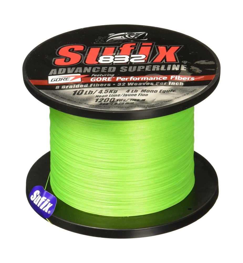 Sufix 832 Braid Line-1200 Yards (Neon Lime, 30-Pound)