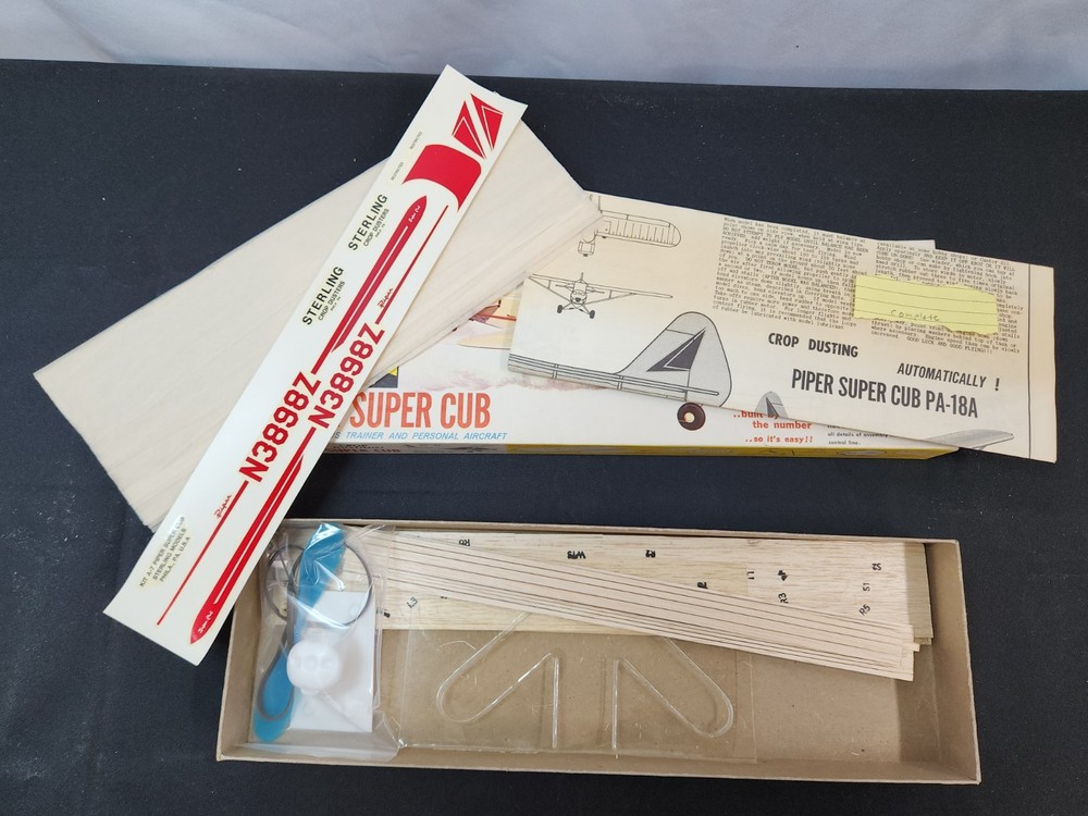 Vintage Sterling Balsa model plane Piper Super Cub kit A7 span 18"
