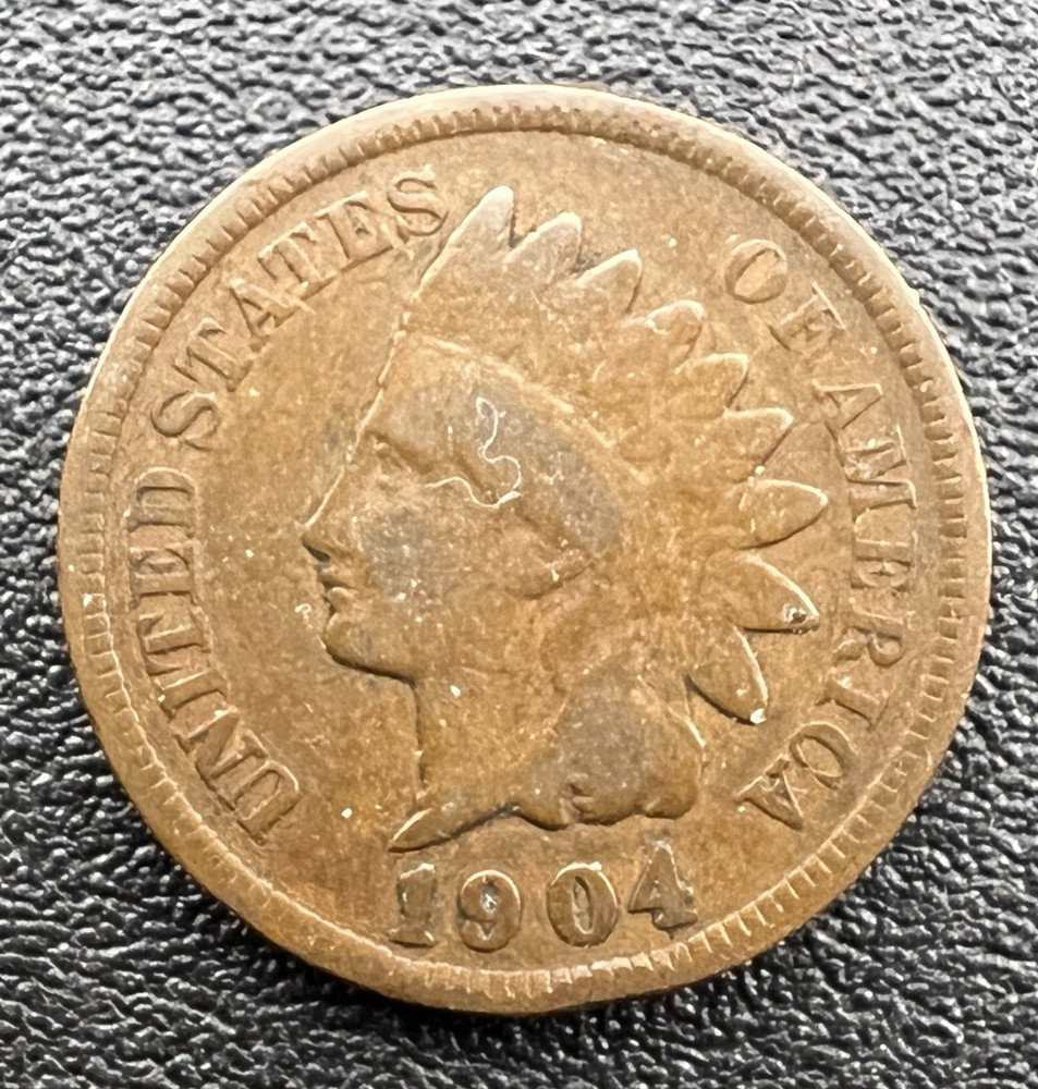 Indian Head One Cent Coin  1904   Very Good